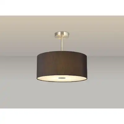 Baymont Satin Nickel 5 Light E27 Semi Flush c w 400mm Faux Silk Shade, Black White Laminate And 400mm Frosted SN Acrylic Diffuser