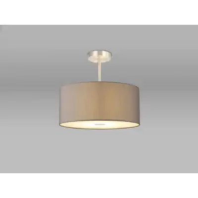 Baymont Satin Nickel 5 Light E27 Semi Flush c w 400mm Faux Silk Shade, Grey White Laminate And 400mm Frosted SN Acrylic Diffuser
