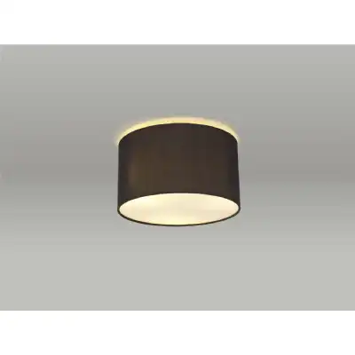 Baymont White 3 Light E27 Universal Flush Ceiling Fixture c w 300 Faux Silk Fabric Shade, Black White Laminate And 300mm Frosted Acrylic Diffuser