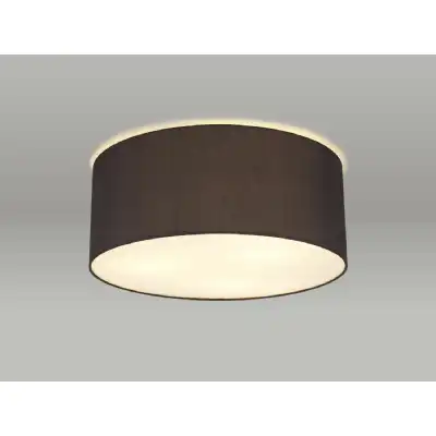 Baymont White 3 Light E27 Universal Flush Ceiling Fixture c w 500 Faux Silk Fabric Shade, Black White Laminate And 500mm Frosted Acrylic Diffuser