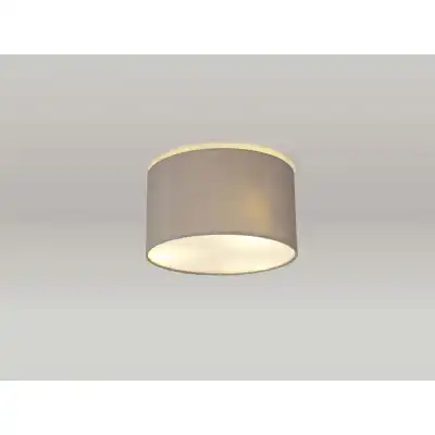 Baymont White 3 Light E27 Universal Flush Ceiling Fixture c w 300 Faux Silk Fabric Shade, Grey White Laminate And 300mm Frosted Acrylic Diffuser