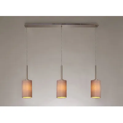 Satin Nickel 3m Linear Pendant 12cm Taupe Halo Gold Shade
