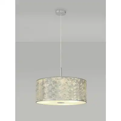 Baymont Polished Chrome 3m 3 Light E27 Single Pendant With 500mm Silver Leaf Shade With Frosted Acrylic Diffuser With Polished Chrome Centre