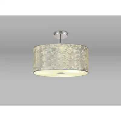 Baymont Polished Chrome 5 Light E27 Drop Flush Ceiling Fixture With 500mm Silver Leaf Shade With Frosted Acrylic Diffuser With Polished Chrome Centre