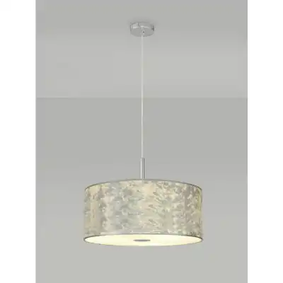 Baymont Polished Chrome 3m 5 Light E27 Single Pendant With 500mm Silver Leaf Shade With Frosted Acrylic Diffuser With Polished Chrome Centre