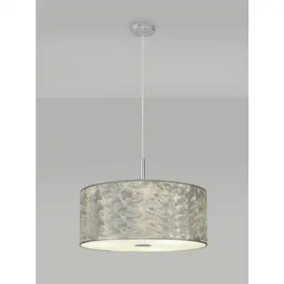 Baymont Polished Chrome 3m 5 Light E27 Single Pendant With 600mm Silver Leaf Shade With Frosted Acrylic Diffuser With Polished Chrome Centre