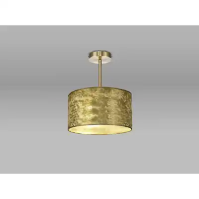 Baymont Antique Brass 1 Light E27 Semi Flush Fixture With 300mm Gold Leaf Shade