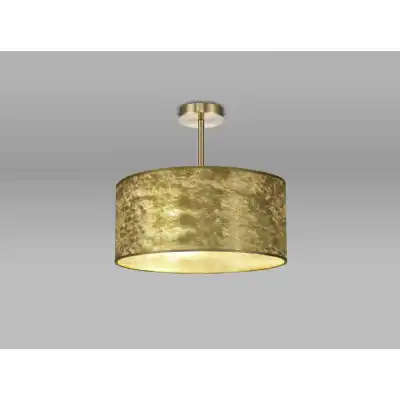 Baymont Antique Brass 1 Light E27 Semi Flush Fixture With 400mm Gold Leaf Shade