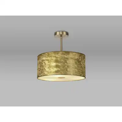 Baymont Antique Brass 1 Light E27 Semi Flush Fixture With 400mm Gold Leaf Shade With Frosted Acrylic Diffuser With Antique Brass Centre