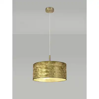 Baymont Antique Brass 1 Light E27 3m Single Pendant With 400mm Gold Leaf Shade