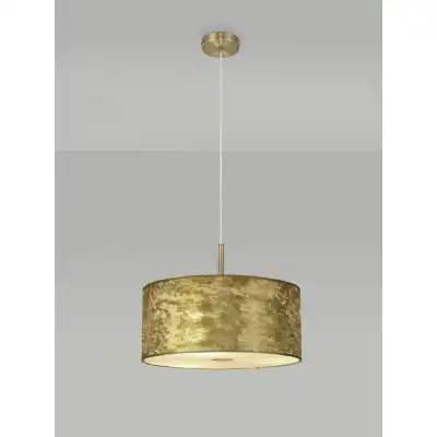 Baymont Antique Brass 1 Light E27 3m Single Pendant With 400mm Gold Leaf Shade With Frosted Acrylic Diffuser With Antique Brass Centre