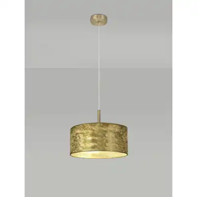Baymont Antique Brass 3m 3 Light E27 Single Pendant With 400mm Gold Leaf Shade