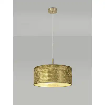 Baymont Antique Brass 3m 3 Light E27 Single Pendant With 500mm Gold Leaf Shade