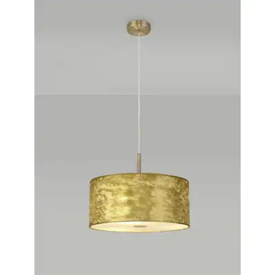 Baymont Antique Brass 3m 3 Light E27 Single Pendant With 400mm Gold Leaf Shade With Frosted Acrylic Diffuser With Antique Brass Centre