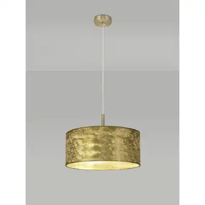Baymont Antique Brass 3m 5 Light E27 Single Pendant With 500mm Gold Leaf Shade