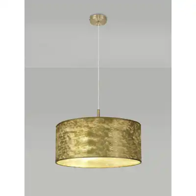 Baymont Antique Brass 3m 5 Light E27 Single Pendant With 600mm Gold Leaf Shade