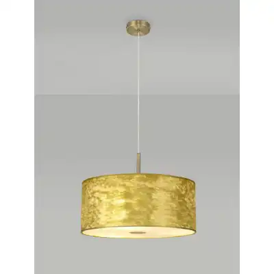 Baymont Antique Brass 3m 5 Light E27 Single Pendant With 500mm Gold Leaf Shade With Frosted Acrylic Diffuser With Antique Brass Centre