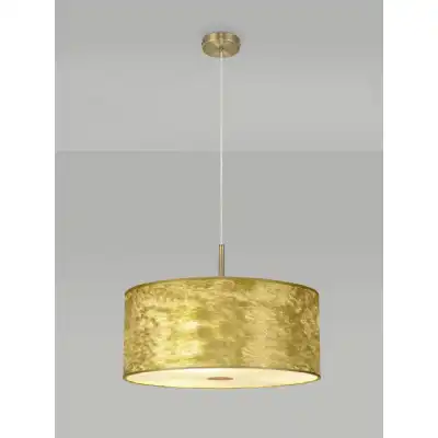 Baymont Antique Brass 3m 5 Light E27 Single Pendant With 600mm Gold Leaf Shade With Frosted Acrylic Diffuser With Antique Brass Centre