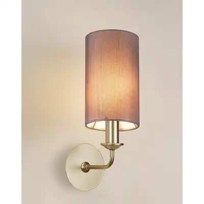 Banyan 1 Light Switched Wall Lamp With 120 x 200mm Faux Silk Fabric Shade Painted Champagne Gold Grey