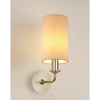 Banyan 1 Light Switched Wall Lamp With 120 x 200mm Dual Faux Silk Fabric Shade Painted Champagne Gold Nude Beige