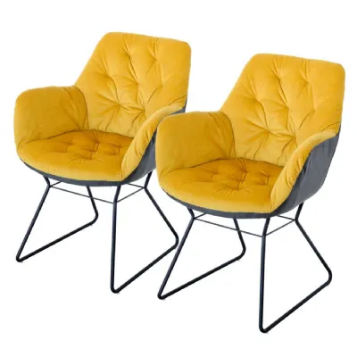 Leyton Two tone Yellow Chair – Set of 2