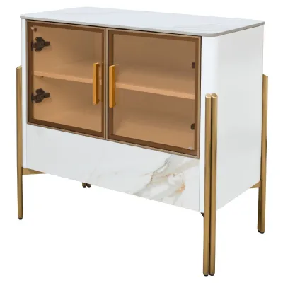 Carrington White and Gold Small Cabinet