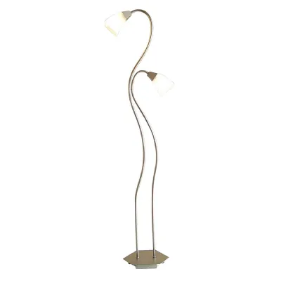 Chievo Floor Lamp With In Line Dimmer 2 Light G9 Satin Chrome Frosted Glass, NOT LED CFL Compatible