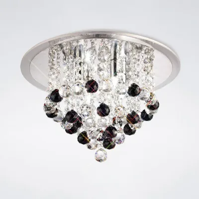 Atla Flush Ceiling 4 Light G9 Polished Chrome Acrylic Trim Crystal Supplied With 17 Additional Black Crystal Spheres
