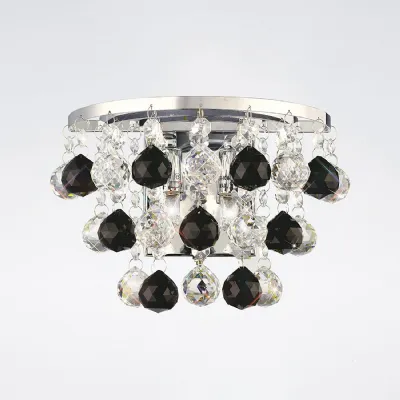 Atla Wall Lamp Switched 2 Light G9 Polished Chrome Crystal Supplied With 9 Additional Black Crystal Spheres