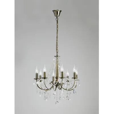 Olivia Pendant Without Shade 8 Light E14 Antique Brass Crystal