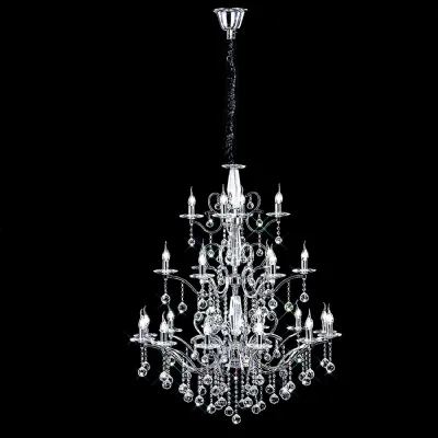 Zinta Pendant 3 Tier 22 Light E14 Polished Chrome Crystal, (ITEM REQUIRES CONSTRUCTION CONNECTION) Item Weight: 26.4kg
