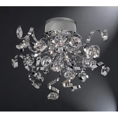 Kurlz Ceiling 9 Light G4 Polished Chrome Crystal, NOT LED CFL Compatible