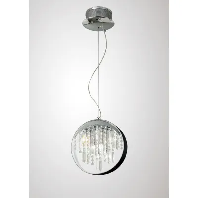 Geo Pendant With Black Shade 7 Light G4 Polished Chrome Crystal, NOT LED CFL Compatible