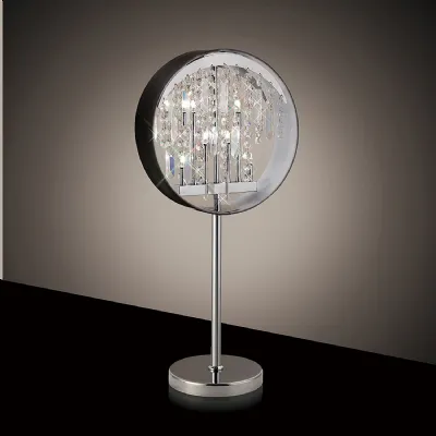 Geo Table Lamp With Black Shade 7 Light G4 Polished Chrome Crystal, NOT LED CFL Compatible