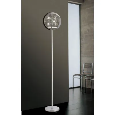 Geo Floor Lamp With Black Shade 9 Light G4 Polished Chrome Crystal, NOT LED CFL Compatible