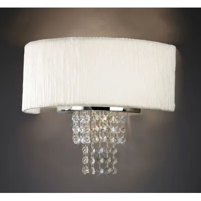 Nerissa Wall Lamp With White Shade 2 Light E14 Polished Chrome Crystal