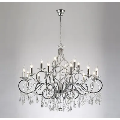 Torino Pendant 18 Light E14 Polished Chrome Crystal, (ITEM REQUIRES CONSTRUCTION CONNECTION) Item Weight: 16.5kg