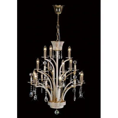 Orlando Pendant 12 Light E14 French Gold Crystal, (ITEM REQUIRES CONSTRUCTION CONNECTION)