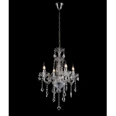 Tiana Pendant 4 Light E14 Polished Chrome Glass Crystal (Item is Not Suitable For Mail Order Sales, COLLECTION ONLY)