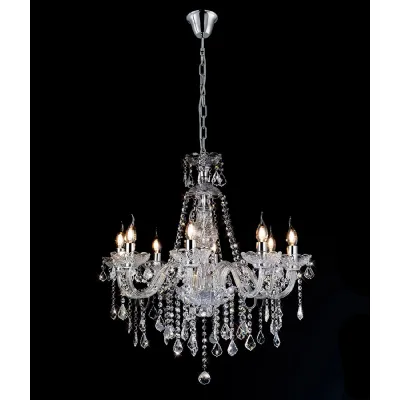 Tiana Pendant 8 Light E14 Polished Chrome Glass Crystal (Item is Not Suitable For Mail Order Sales, COLLECTION ONLY)