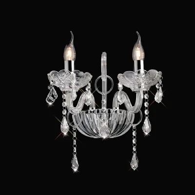 Tiana Wall Lamp 2 Light E14 Polished Chrome Glass Crystal (Item is Not Suitable For Mail Order Sales, COLLECTION ONLY)