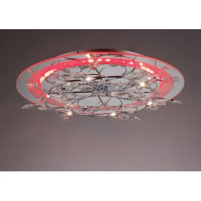 Aurora Flush Ceiling Round 6 Light G4 With RGB LEDs Chrome Crystal (Not Suitable For Mail Order Sales, COLLECTION ONLY), NOT LED CFL Compatible