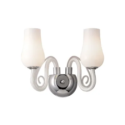 Perris Wall Lamp 2 Light G9 Polished Chrome Glass White (Item is Not Suitable For Mail Order Sales, COLLECTION ONLY)