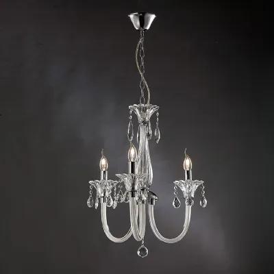 Lavinea Pendant 3 Light E14 Polished Chrome White Glass Crystal (Item is Not Suitable For Mail Order Sales, COLLECTION ONLY)