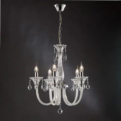 Lavinea Pendant 5 Light E14 Polished Chrome White Glass Crystal (Item is Not Suitable For Mail Order Sales, COLLECTION ONLY)