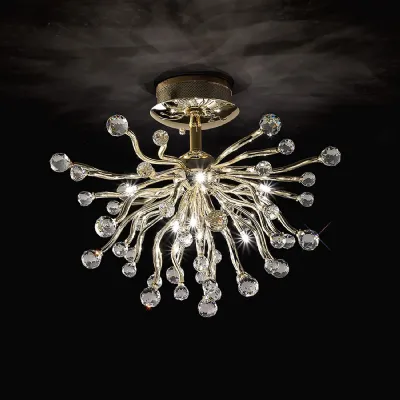 Tizio Ceiling 10 Light G4 French Gold Crystal, NOT LED CFL Compatible