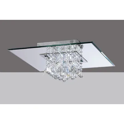 Starda Flush Ceiling Square 8 Light G4 Chrome Crystal (Item Is Not Suitable For Mail Order Sales, COLLECTION ONLY), NOT LED CFL Compatible