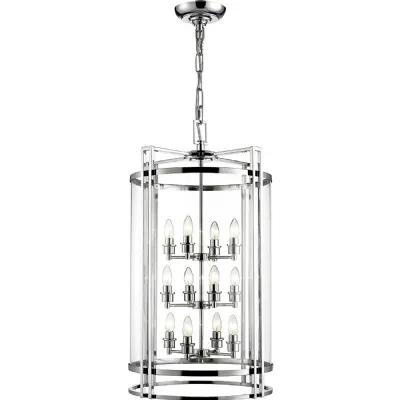 Eaton Pendant 12 Light E14 Polished Chrome Glass (Pallet Shipment Only, Additional Charges May Apply.) Item Weight: 17.6kg