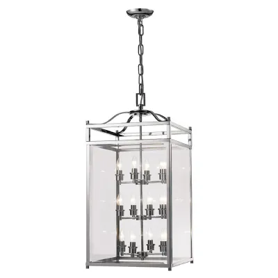 Aston Square Pendant 12 Light E14 Polished Chrome Glass (Pallet Shipment Only, Additional Charges May Apply.) Item Weight: 22.2kg
