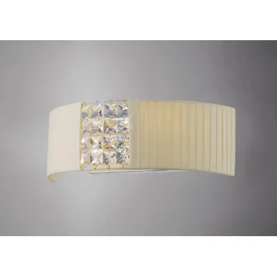 Evelyn Wall Lamp With Cream Shade 2 Light E14 Polished Chrome Crystal